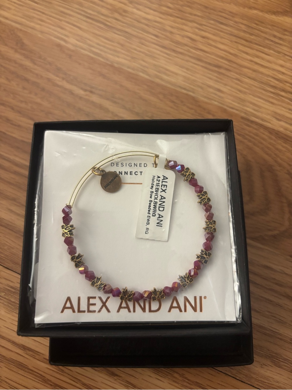 Alex & Ani Holiday Red Bow Beaded Bracelet - Picture 1 of 4